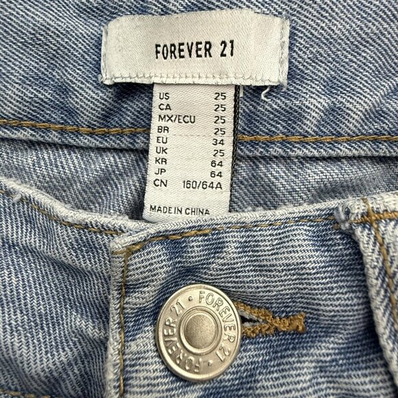 Forever 21 Jeans Womens 25 Straight Boho Y2K Blue Patchwork Stretch Denim 26x30 - Picture 3 of 7